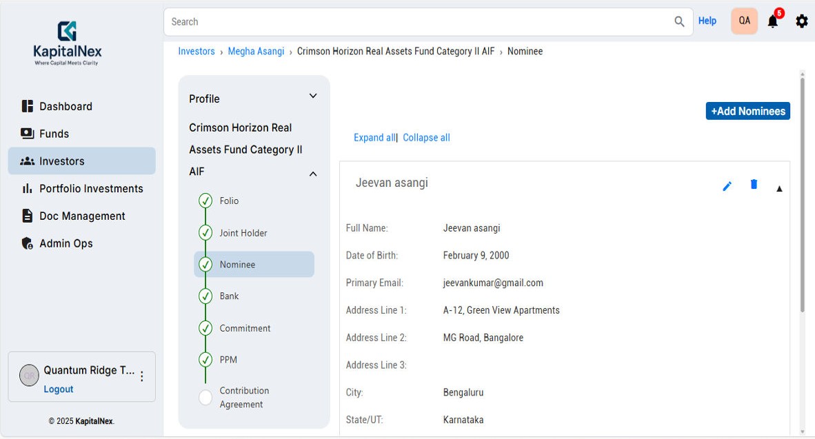 AIF digital investor onboarding software dashboard for SEBI-registered funds in India